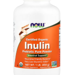 תמונה קדמית של מוצר NOW Inulin – אינולין אורגני אבקה פרוביוטית לתמיכה במערכת העיכול (454 גרם)
